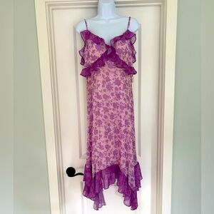 NWT BCBGenerations Purple Fairy Whimsical Baby Doll Midi Dress Size 8
